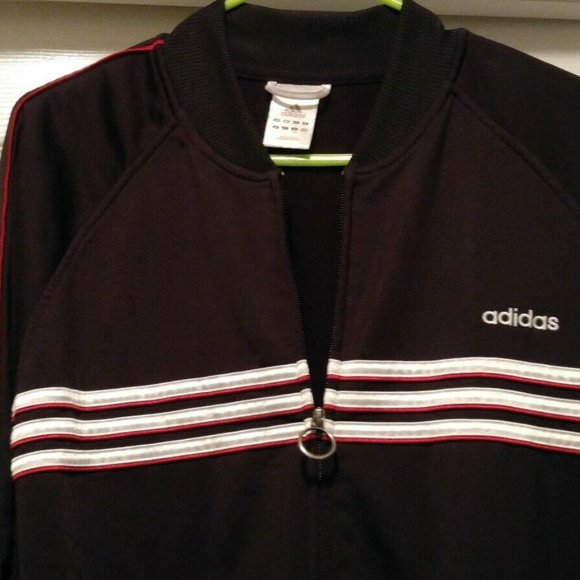 Adidas Men's‎ Black Red Full Zip Warm up Jacket L - Picture 2 of 7